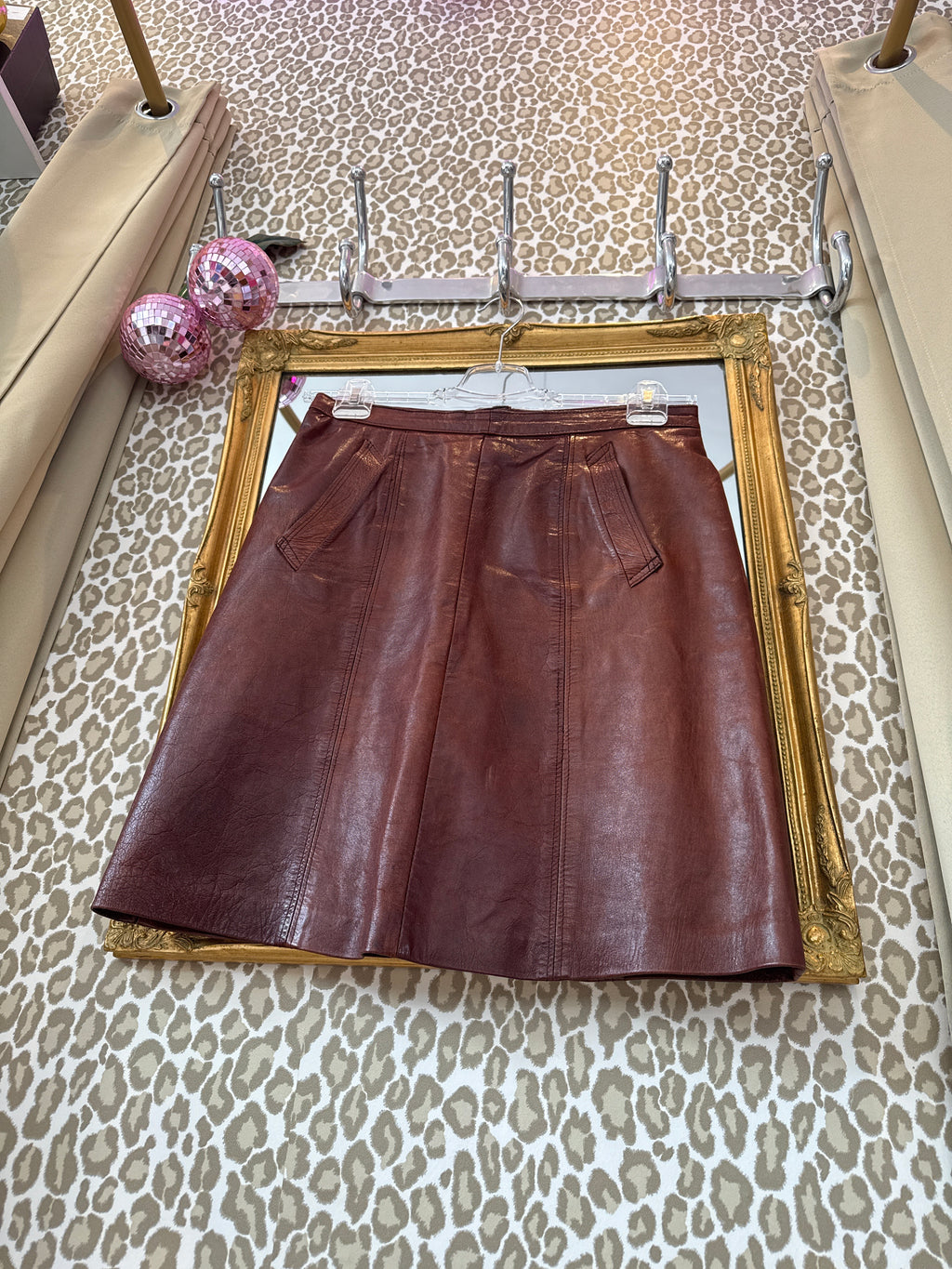 Vintage leren rok maat M/L