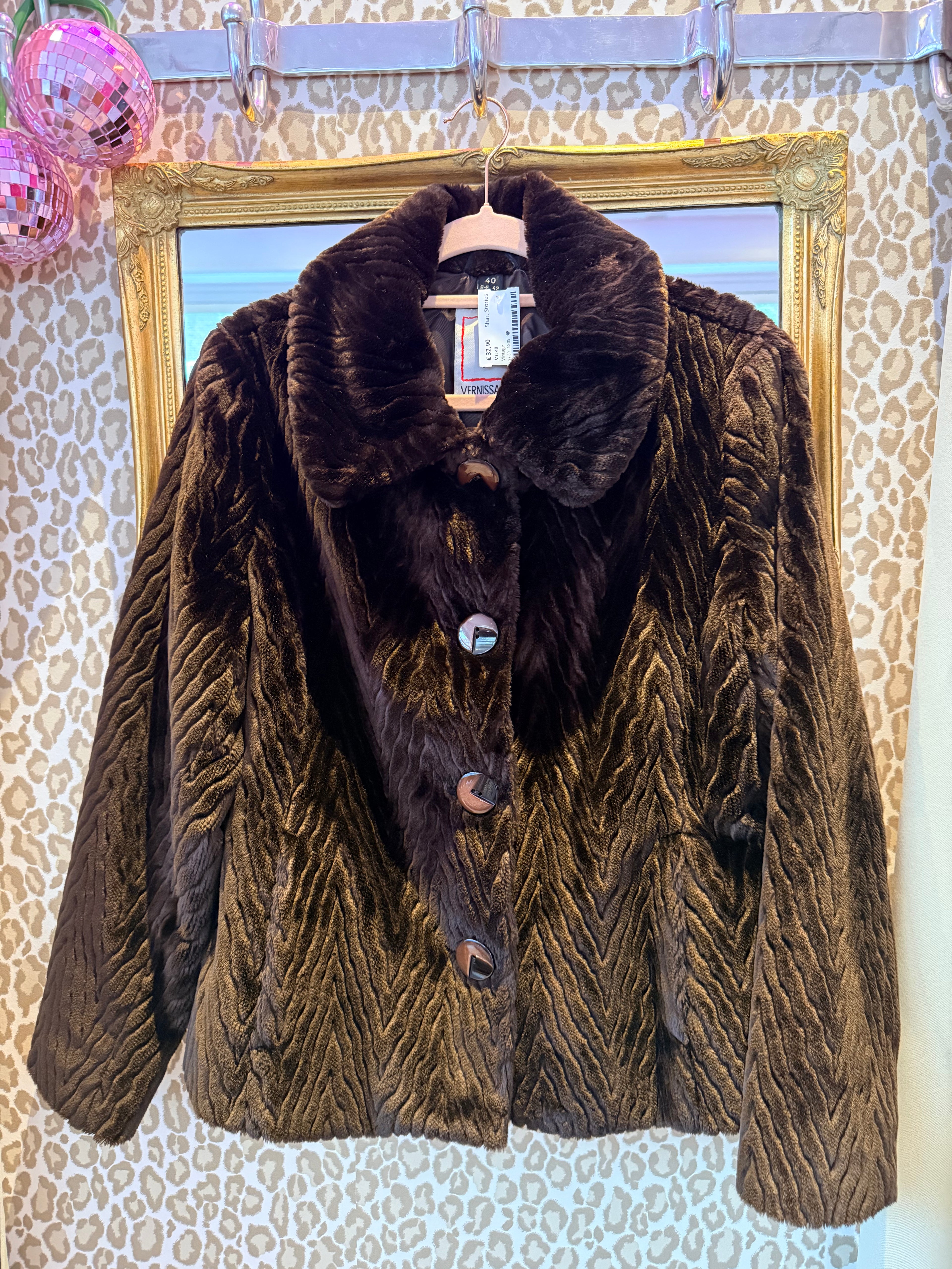 Vintage Faux Furr Jas maat M