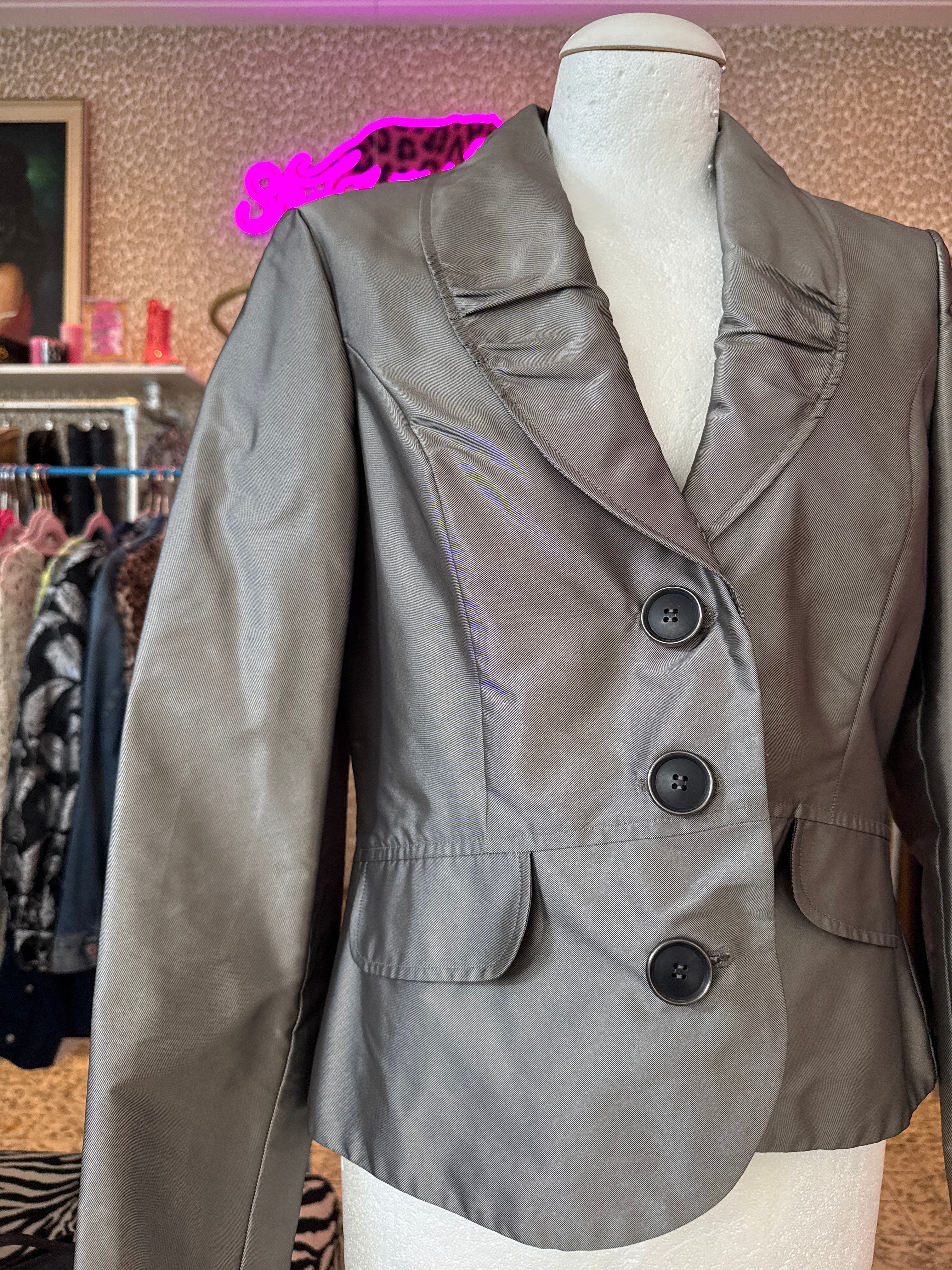 Zilverkleurige blazer Vintage maat 38 eu size: M