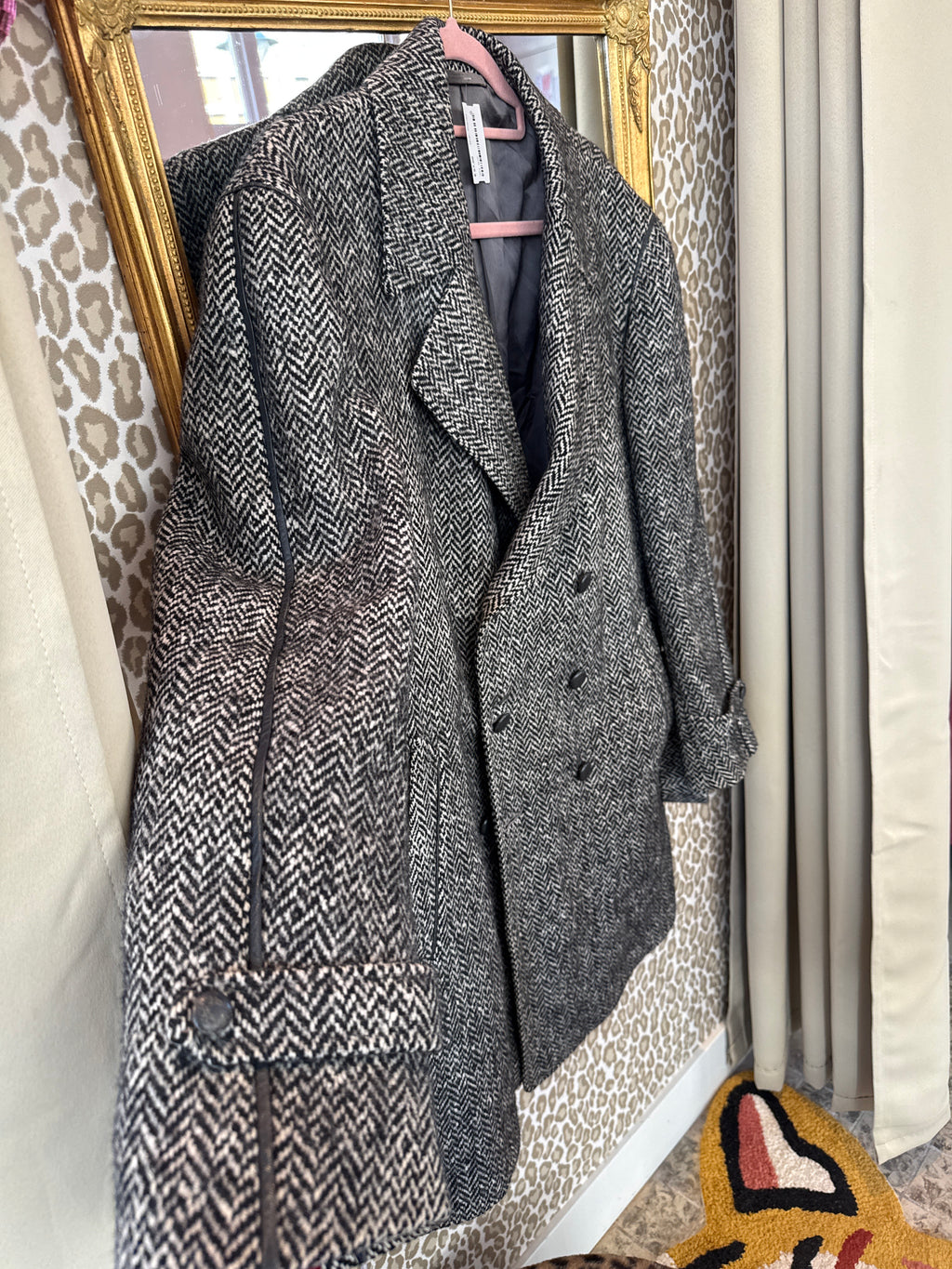Vintage wollen jas maat L