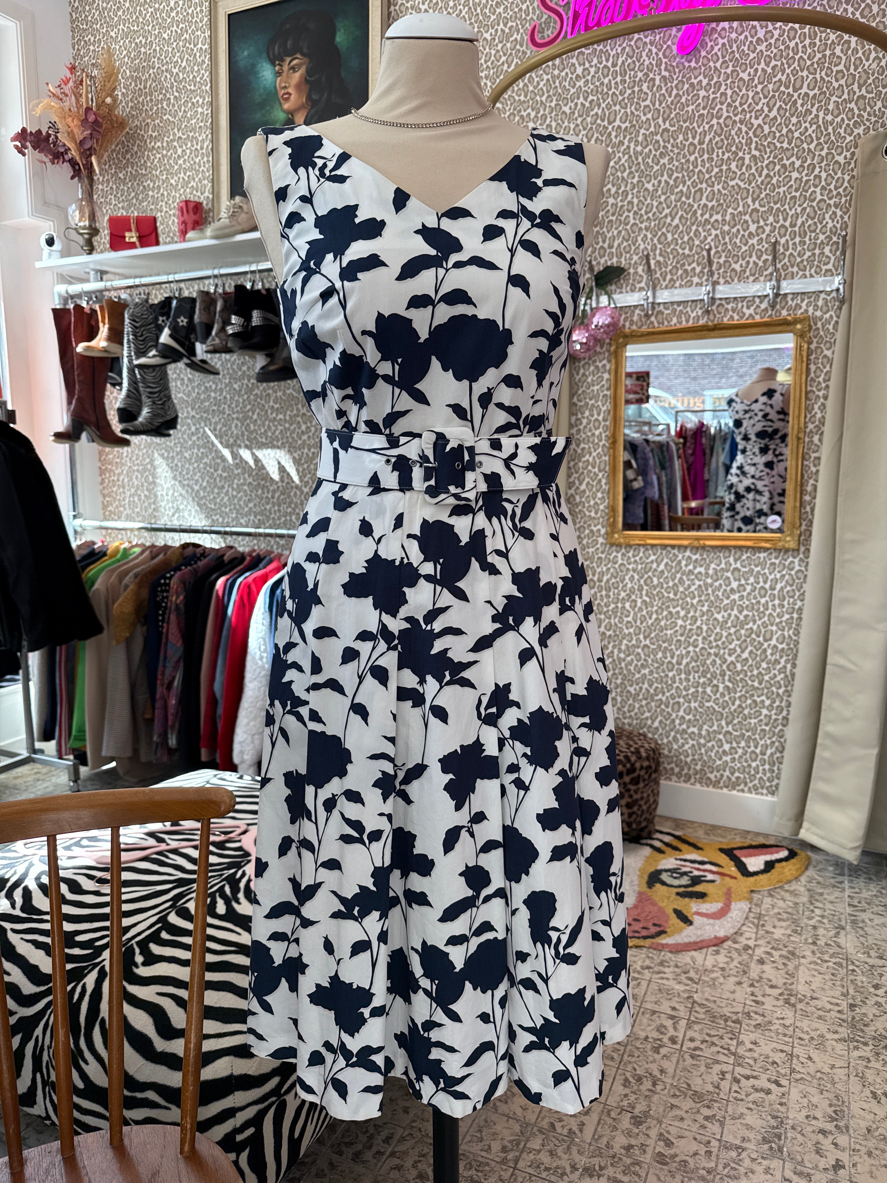Vintage jurk met riem maat S