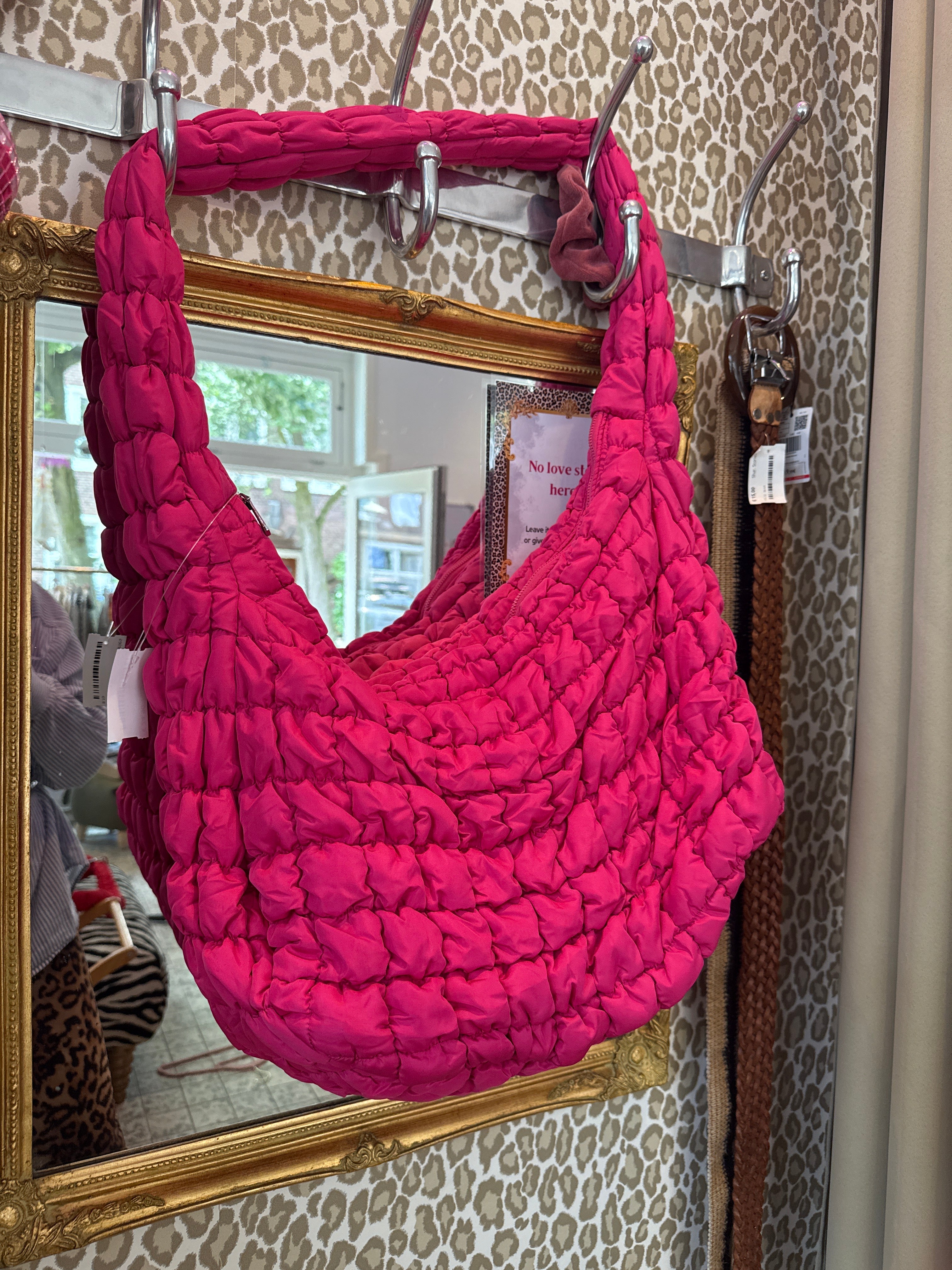 Grote schoudertas (nieuw) hot pink