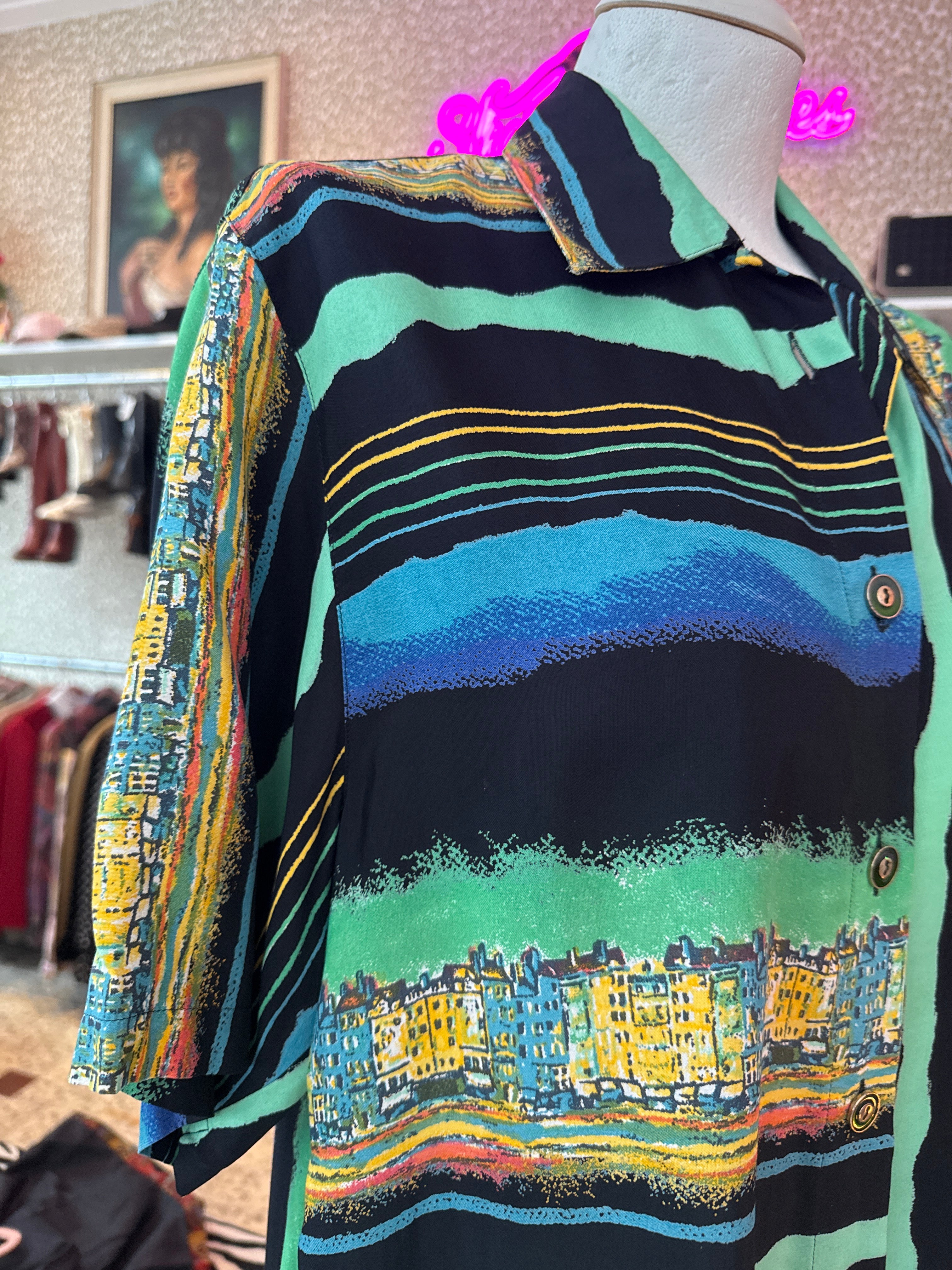 Vintage overhemd korte mouwen maat L