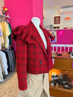 Up-cycled by Sharon - cropped blazer met ruffles maat S