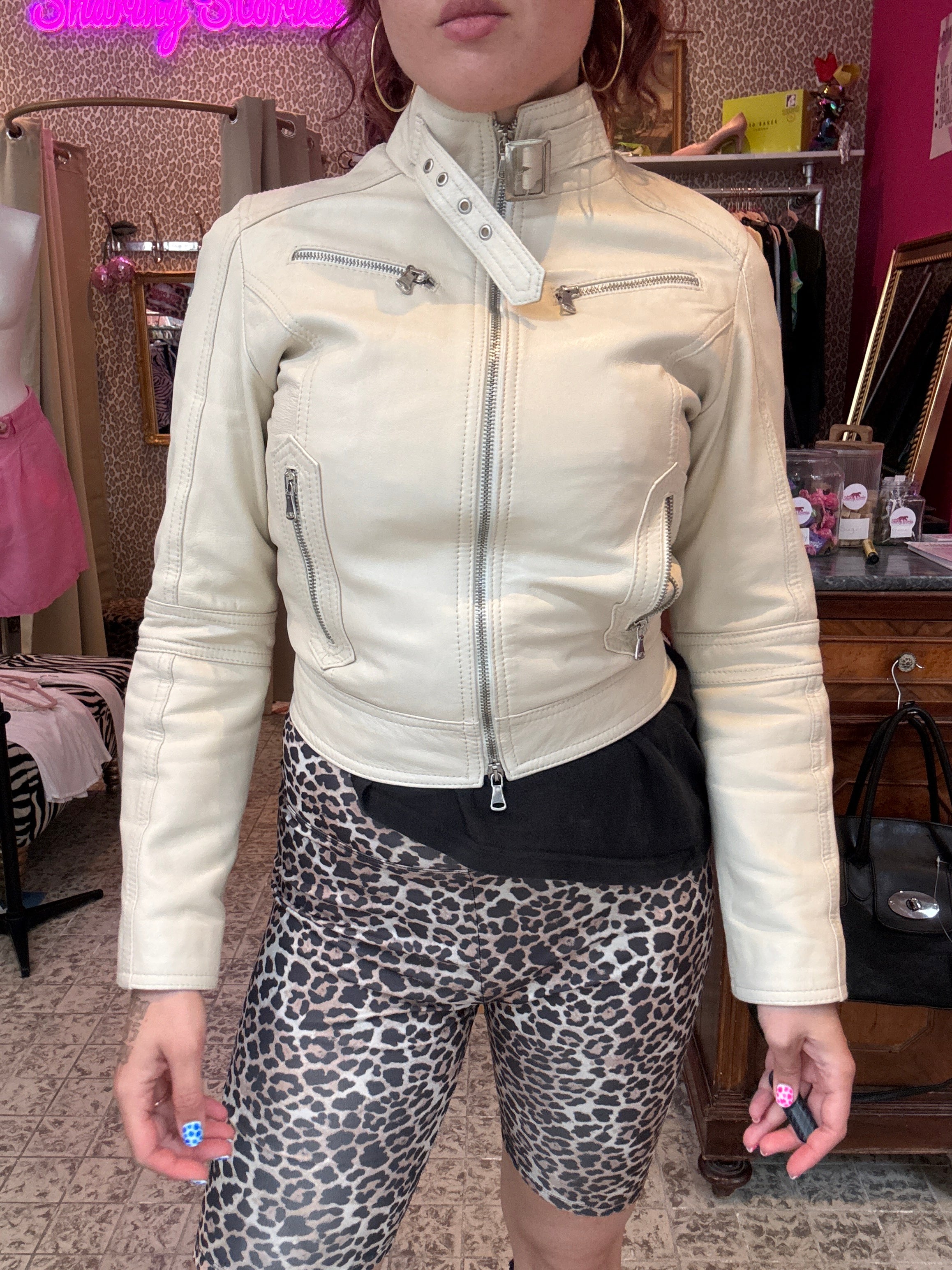 Leren jas / maat S/XS / vintage