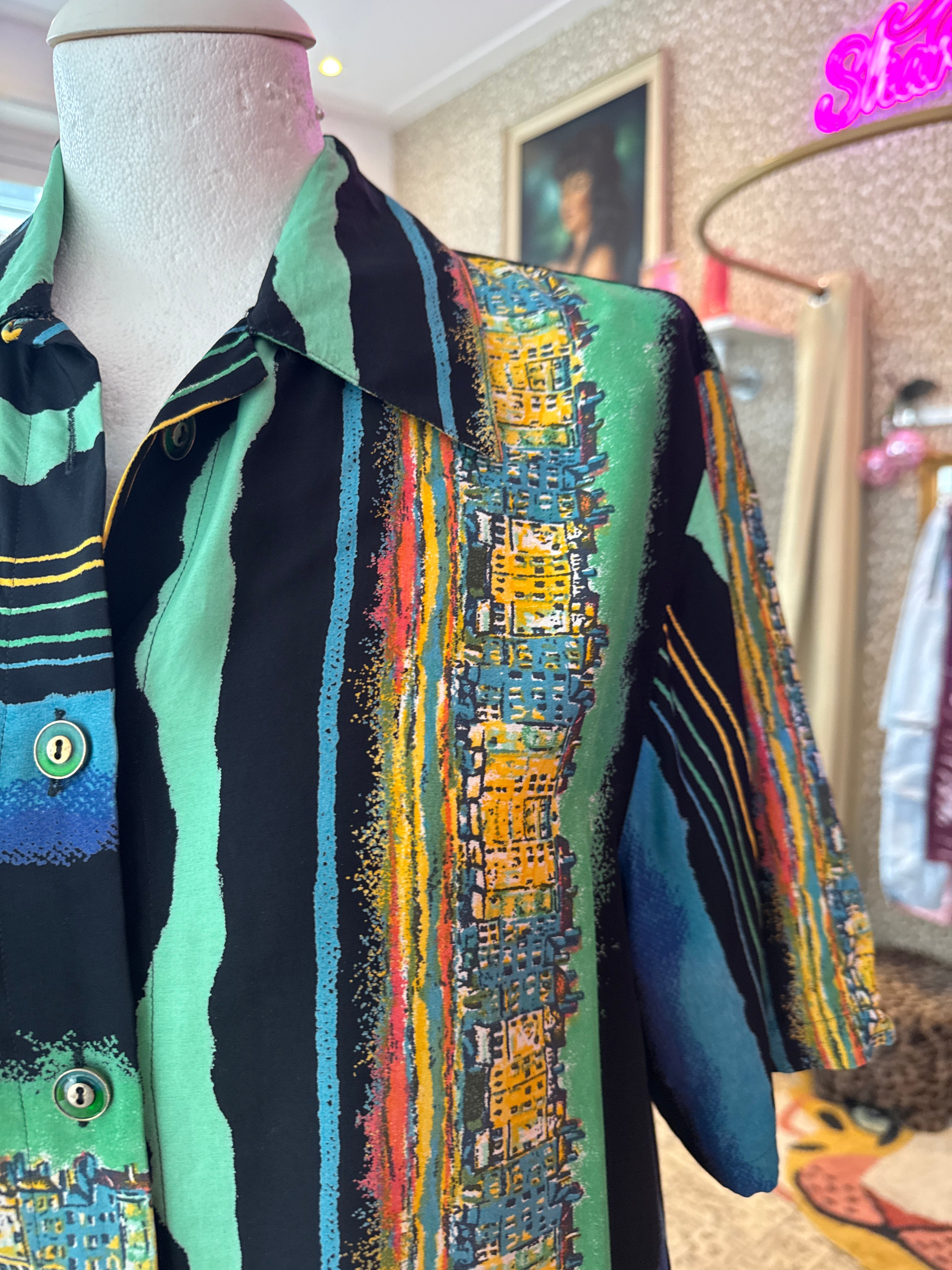 Vintage overhemd korte mouwen maat L