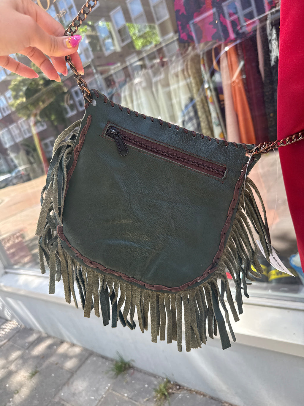 Boho tasje van leer