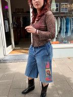 Upcycled Jorts met patches maat L / EU size 42