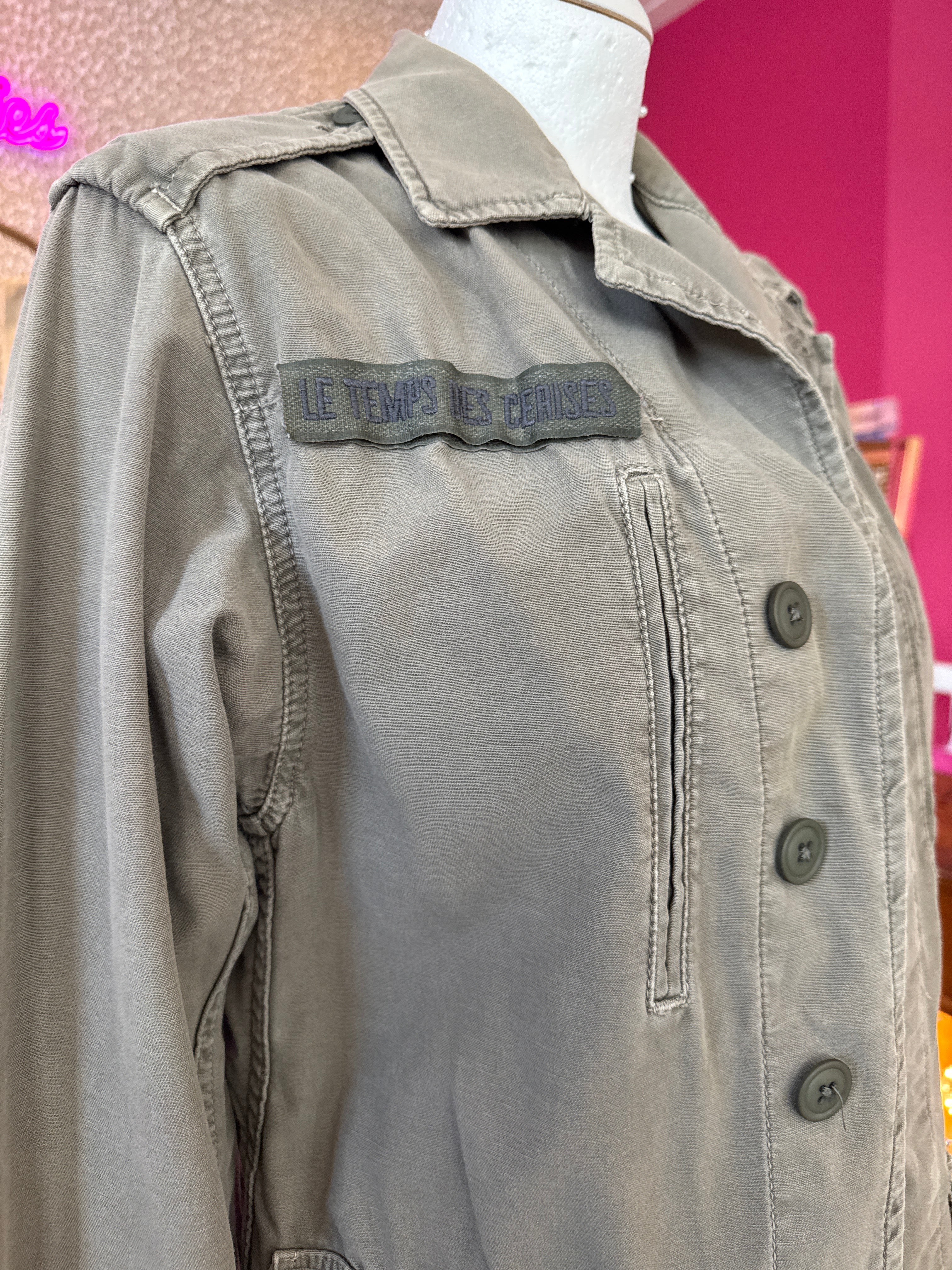 Vintage legerkleur jas maat S