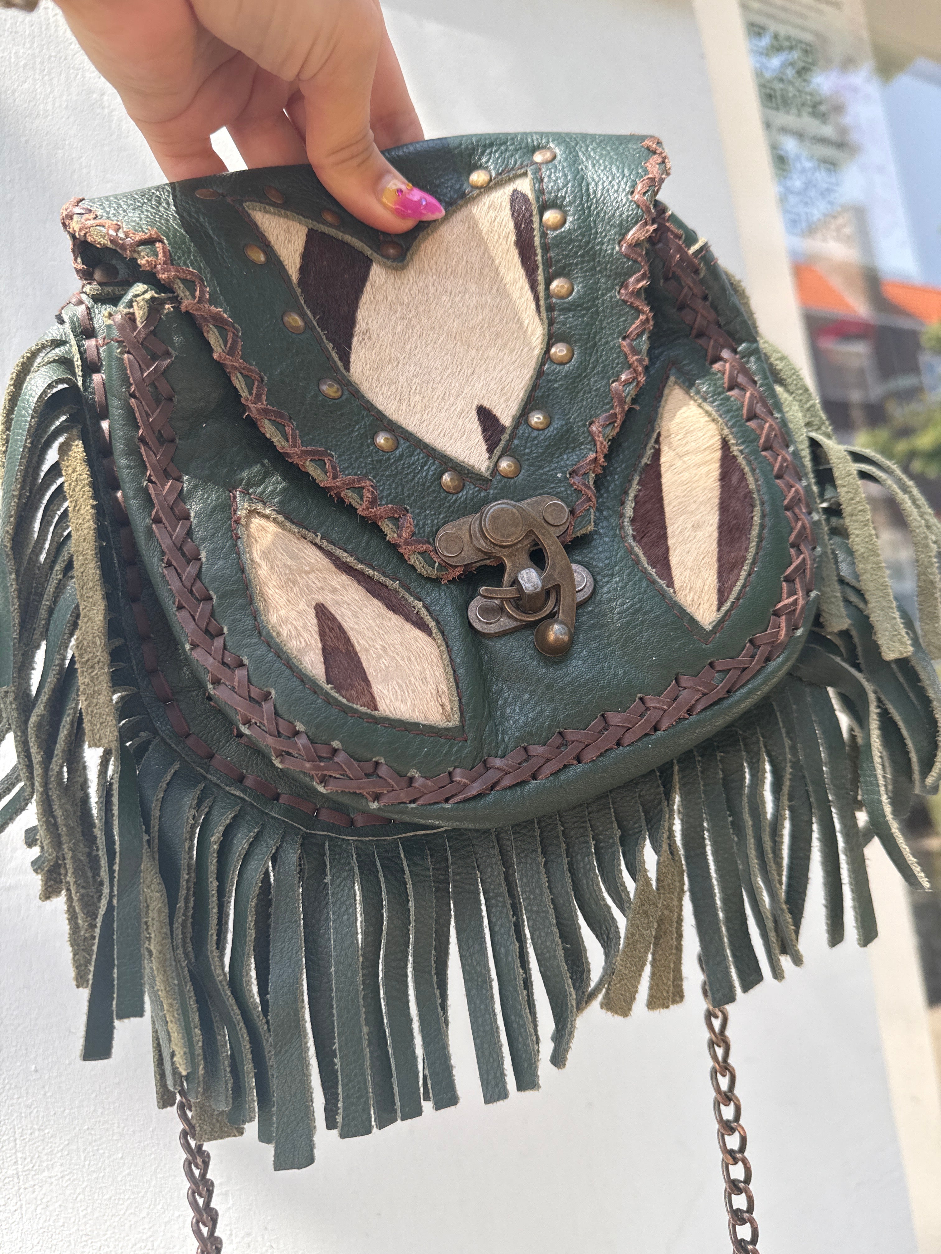 Boho tasje van leer