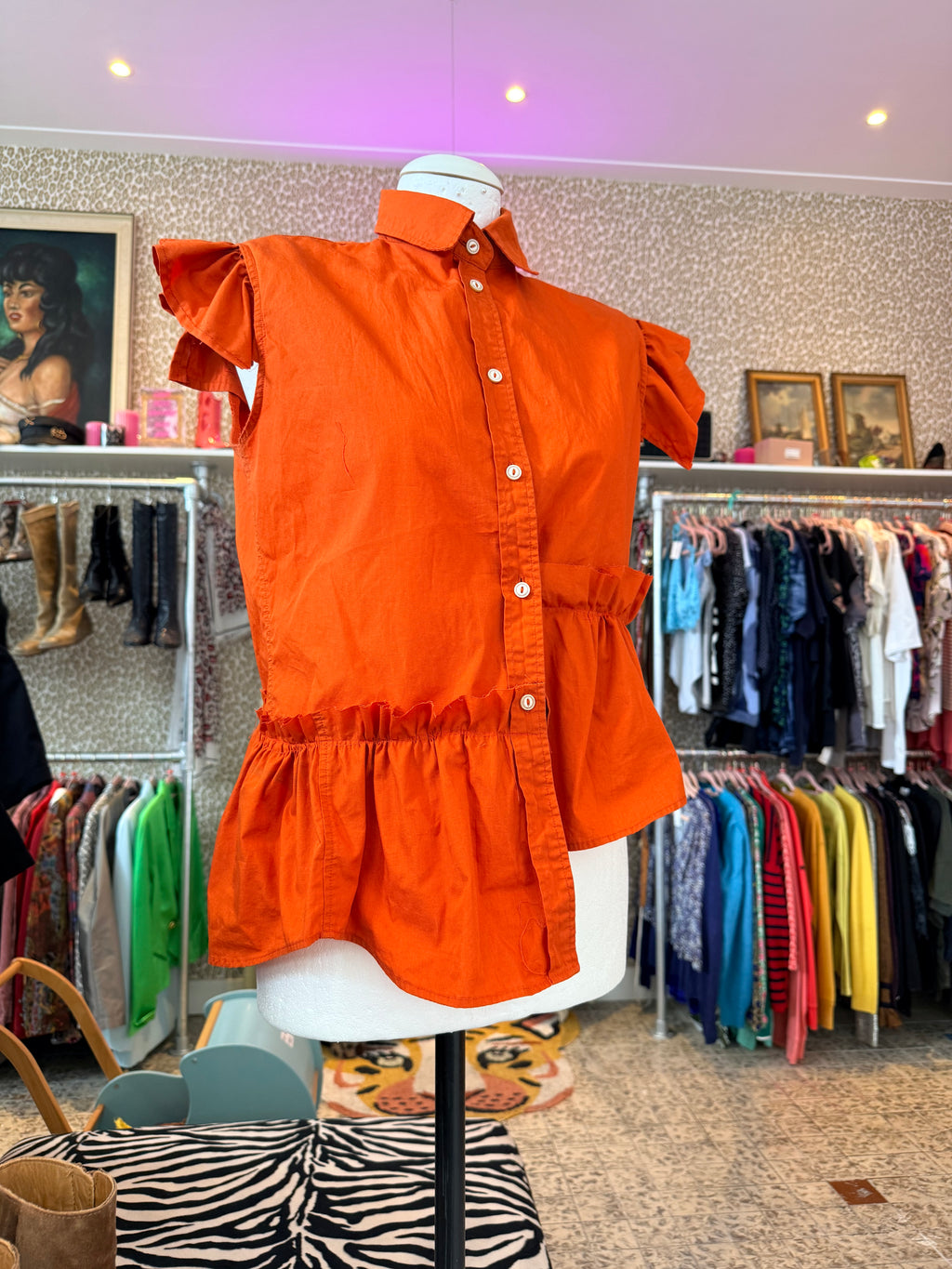 Upcycle shirt / made by Sharon / handmade / maat S/M / exclusief stropdas