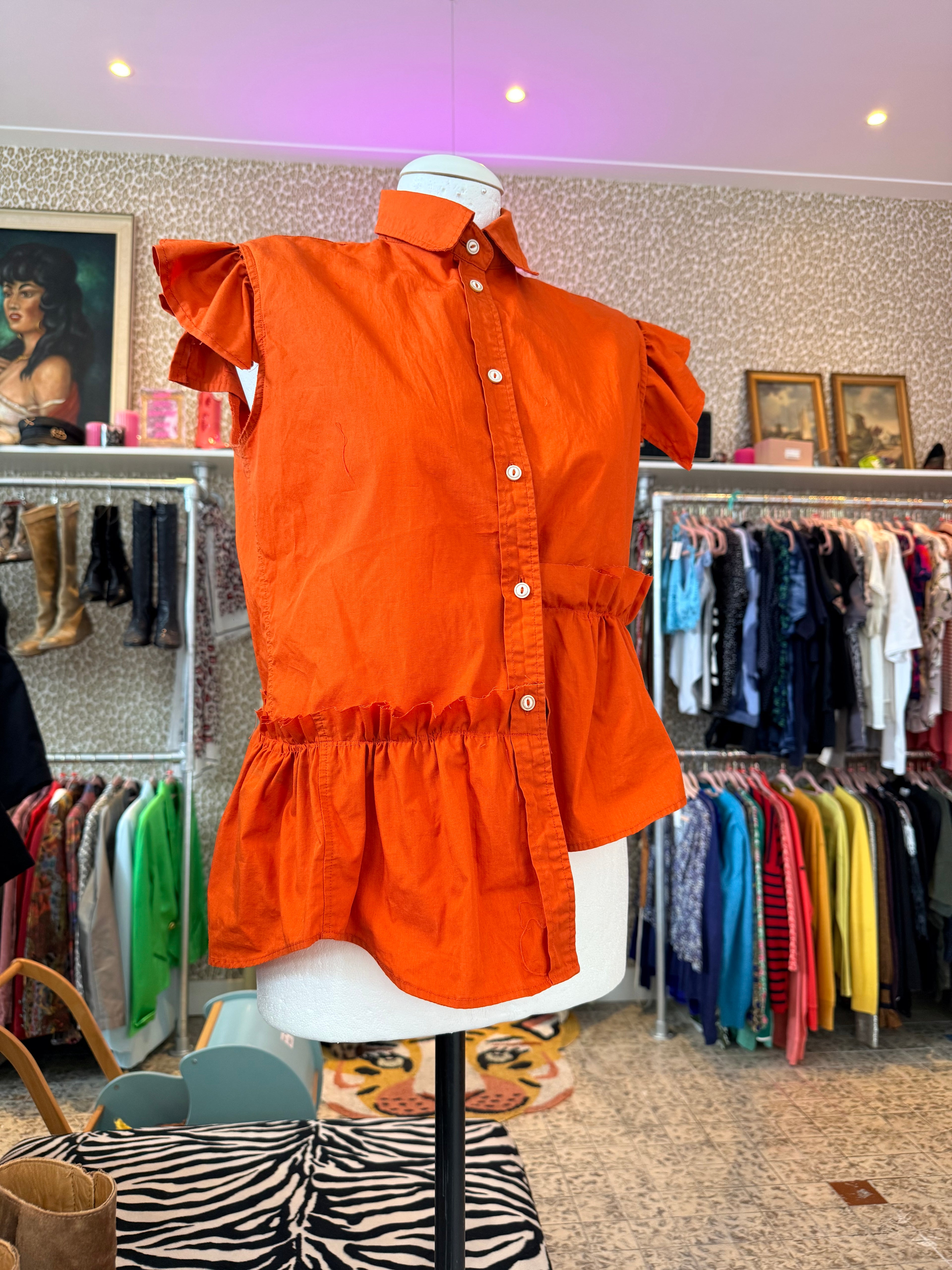 Upcycle shirt / made by Sharon / handmade / maat S/M / exclusief stropdas