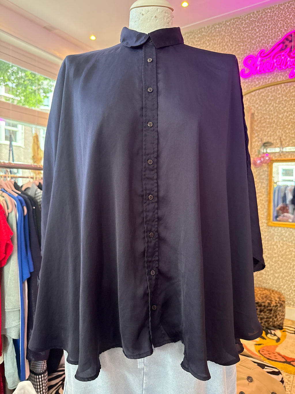 Zara blouse / cape / donkerblauw / maat M