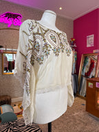 Zomerse top met kant / dramatische mouwen / maat XS/S