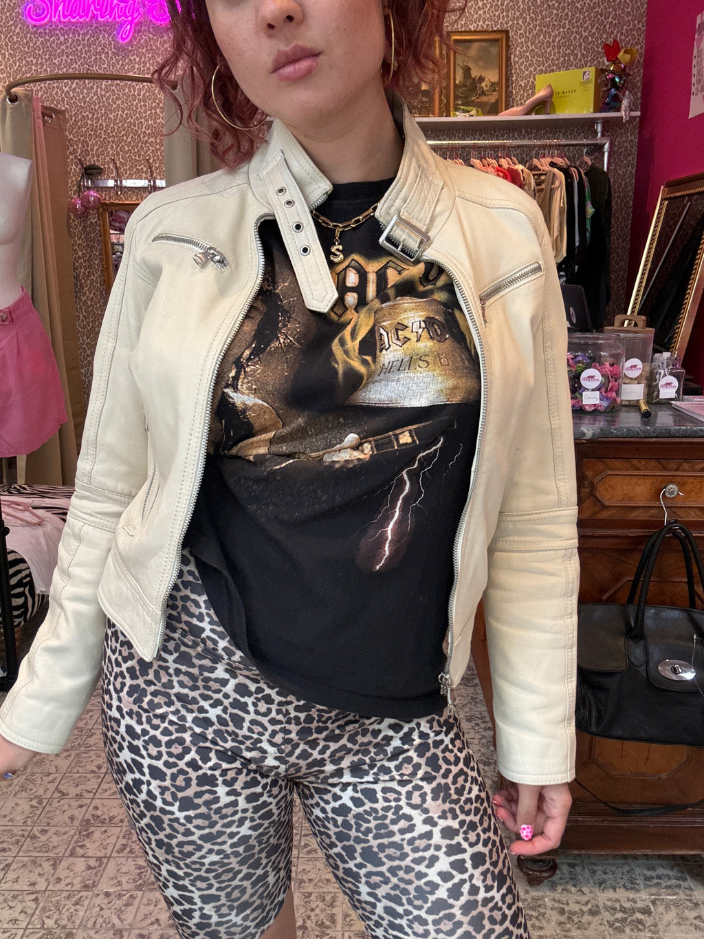 Leren jas / maat S/XS / vintage
