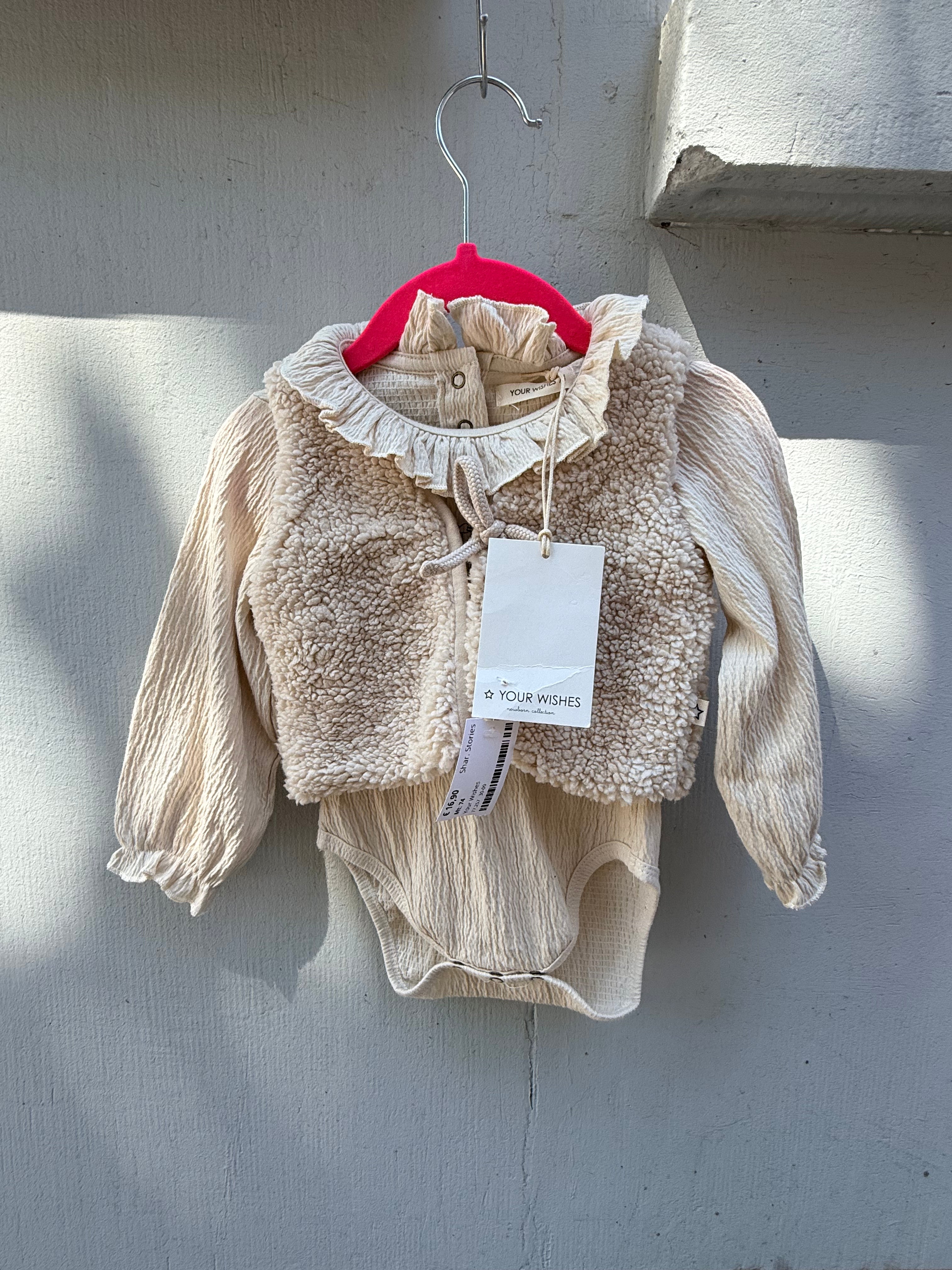 Your Wishes gilet + romper set 74 cm 0-2 jaar (nieuw)