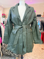 Vintage leren jas / donkergroen / maat L