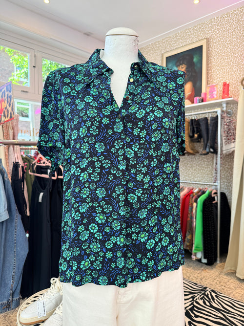 Baum und Pferdgarten blouse korte mouwen / franjes aan de mouwen en rug / maat S/M