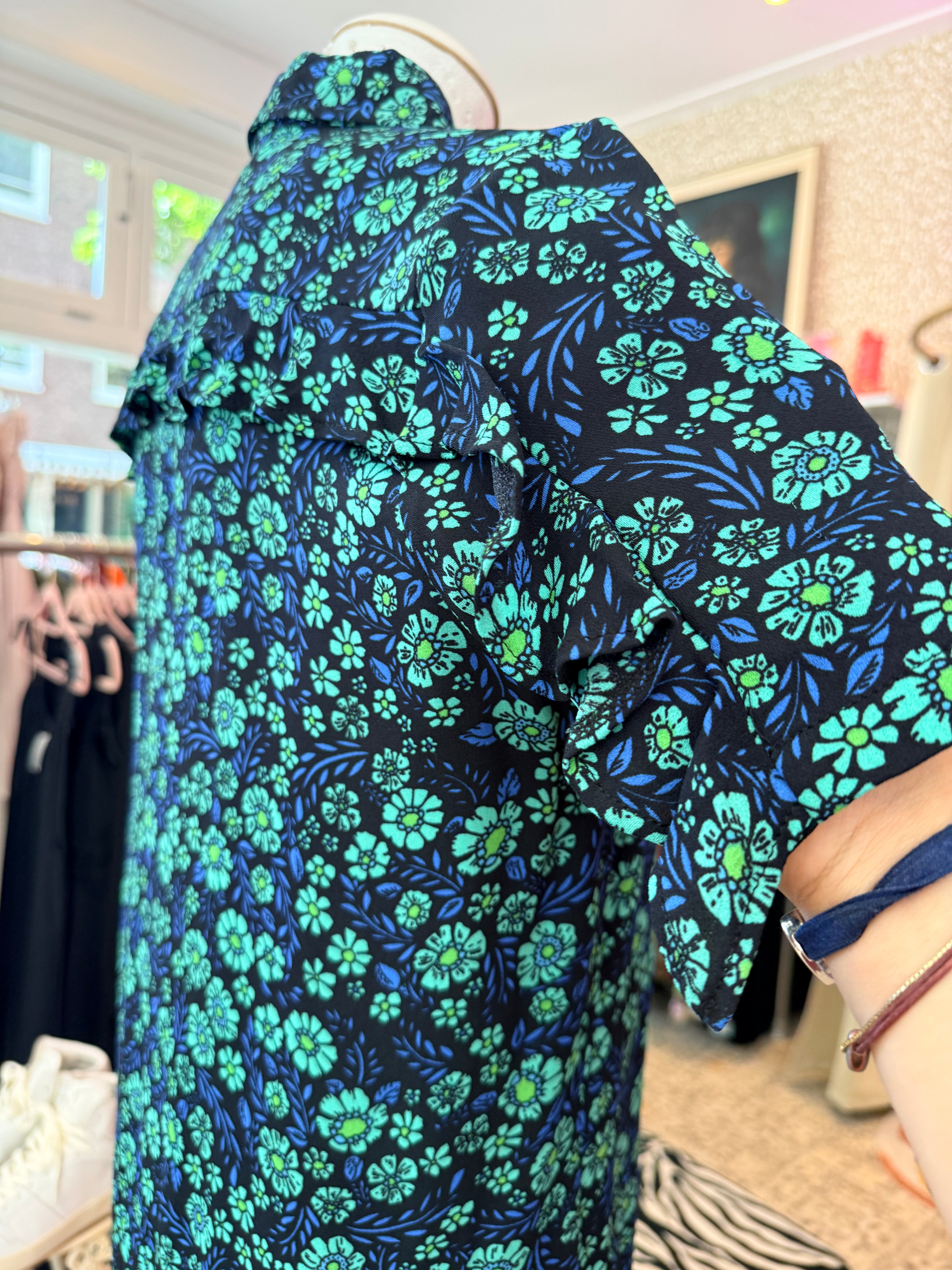 Baum und Pferdgarten blouse korte mouwen / franjes aan de mouwen en rug / maat S/M