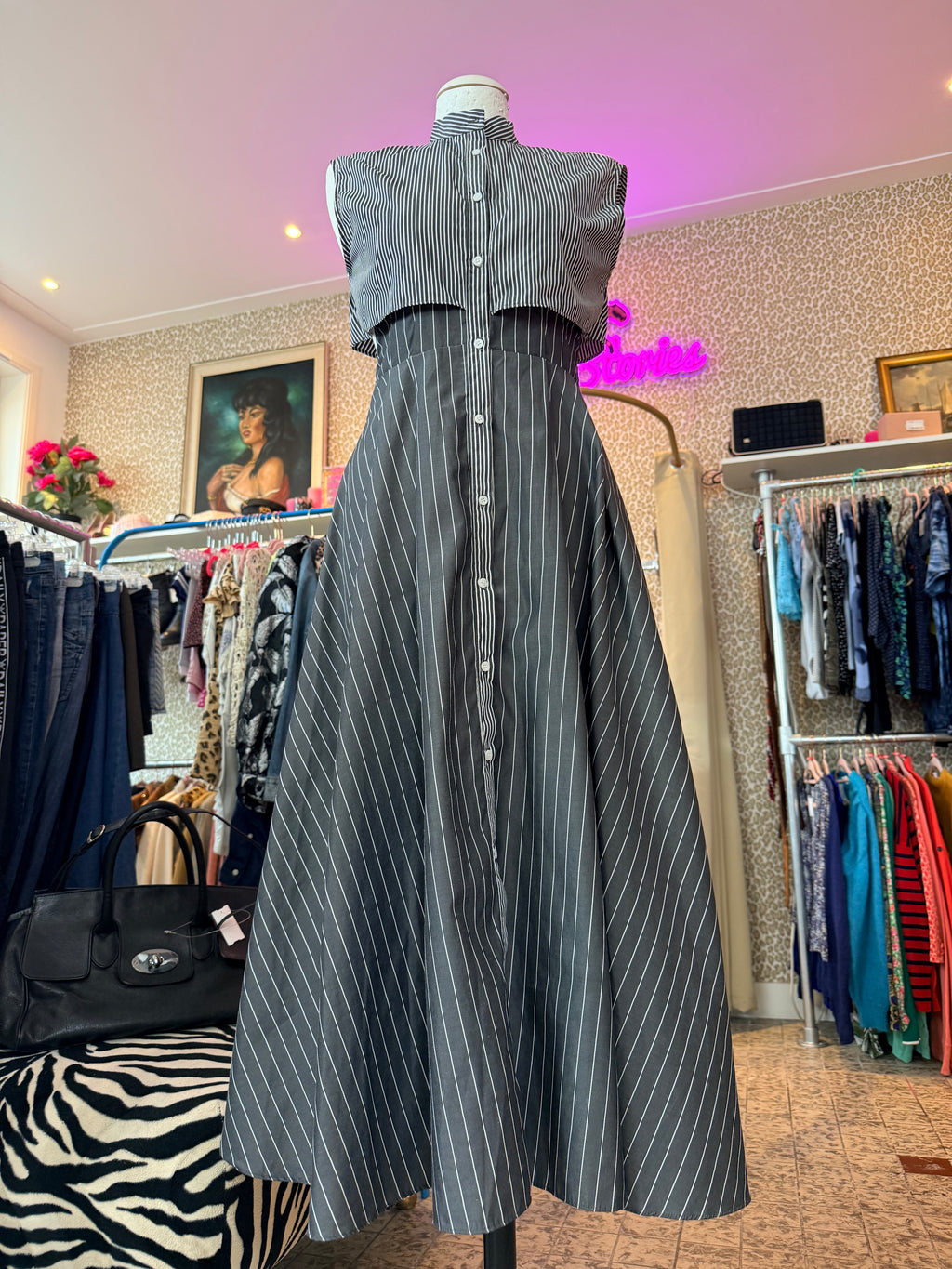 Jurk merkloos / upcycle vibe / maat S/XS