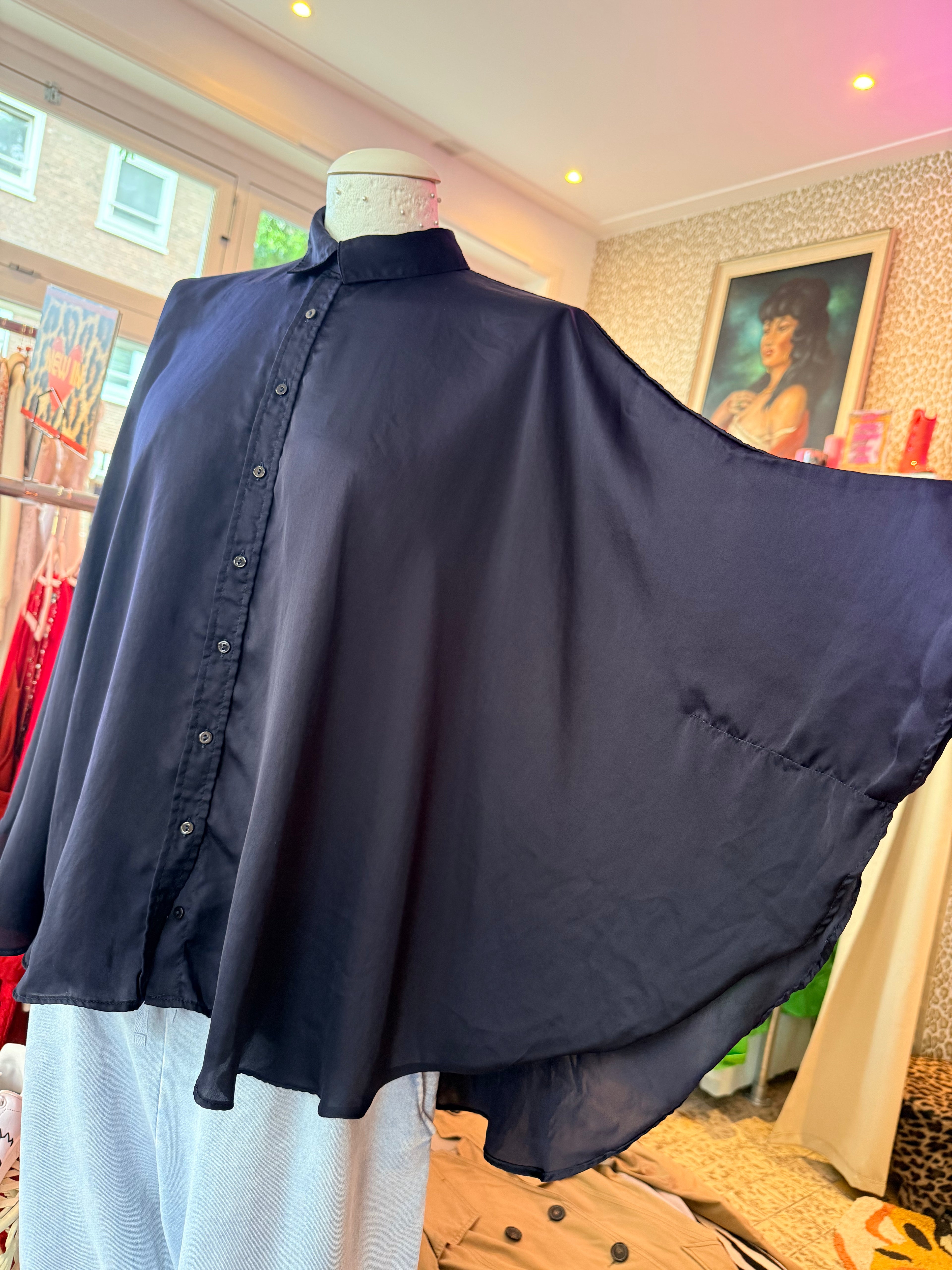 Zara blouse / cape / donkerblauw / maat M